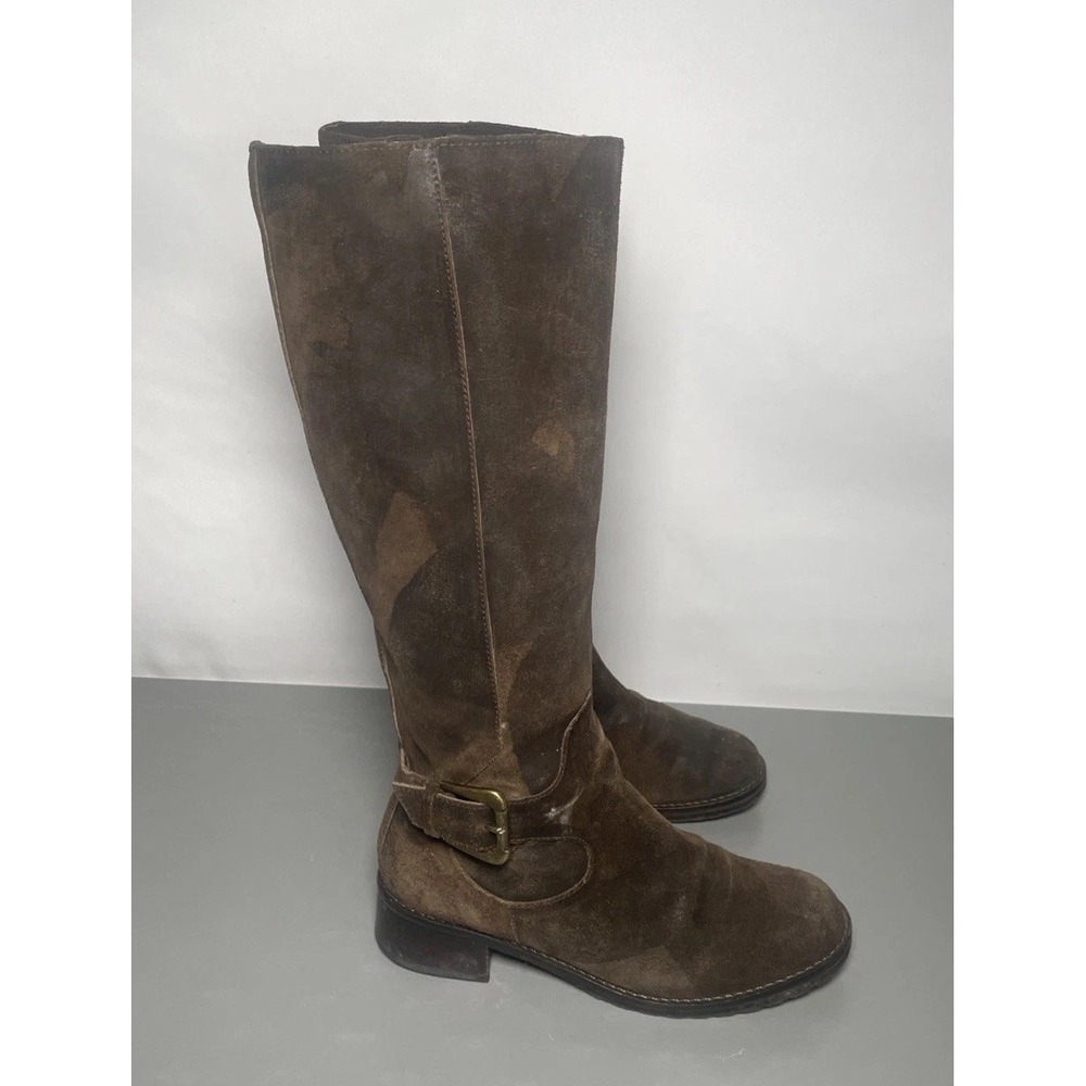 Donald J Pliner Buckled Suede Leather Tall Boot Womens Size 6M Zip Up